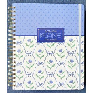 17 Month Planner BLUE BOWS FLOWER Aug 2025 - Dec 2026 Weekly Planning Note Gift